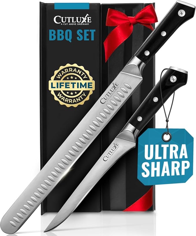 Cutluxe Carving Knife Set for BBQ & Brisket – Razor Sharp German Steel Slicing by Cutluxe