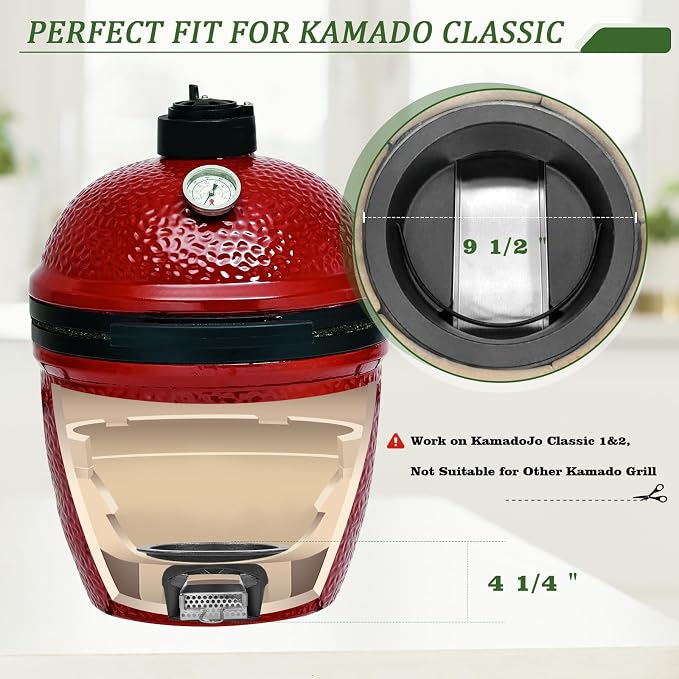KAMaster 2 in 1 Cast Iron Ash Can Fit Kamado Grill Classic Joe, - Image 2