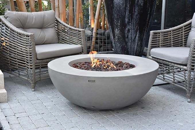 Elementi | Lunar Gas Fire Pit Cast Concrete 42" Round Fire Table, Outdoor Fire - Image 4
