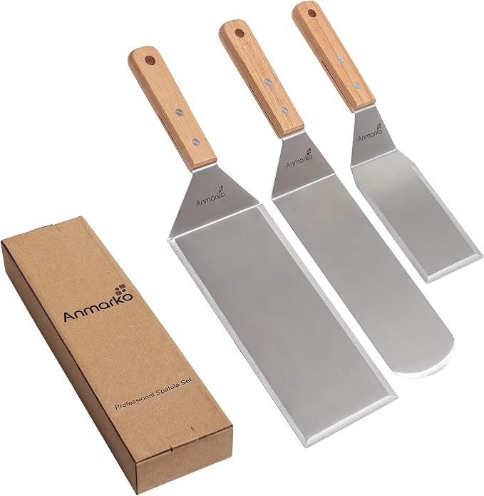 Metal Spatula Set Stainless Steel Hamburger Turner Griddle Flipper Scraper - Image 5