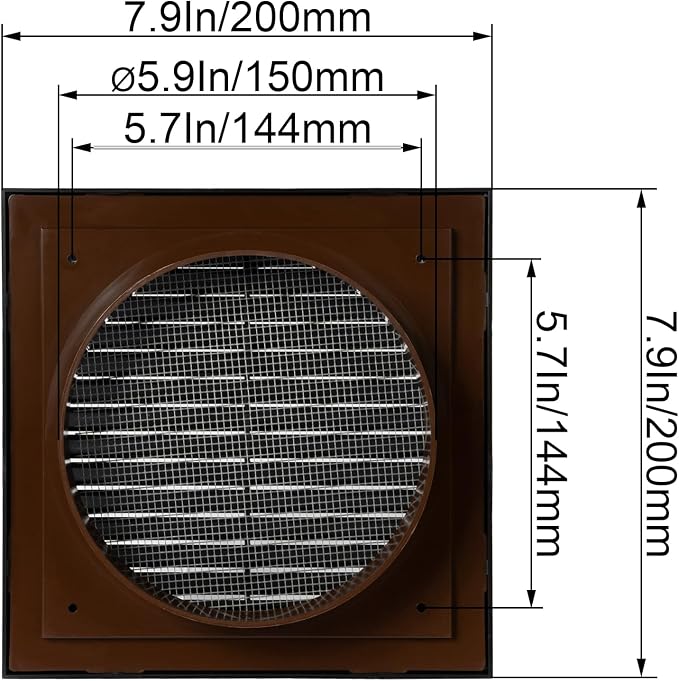 Black 6" Inch Ventilation Grille - Image 2