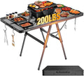 Foldable Grill Table with Mesh Desktop, 200lbs 4Ft Portable Folding Table by Raynesys