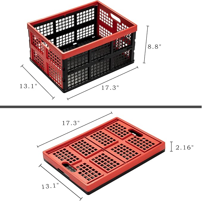 34L Large Plastic Folding Storage Crates, Collapsible Crates - Image 4