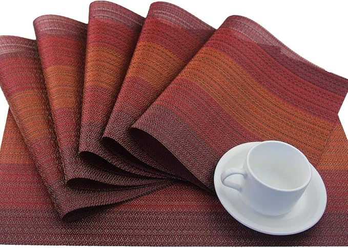 Vinyl Placemats, Washable Table Mats Easy to Clean Woven Placemats - Image 4