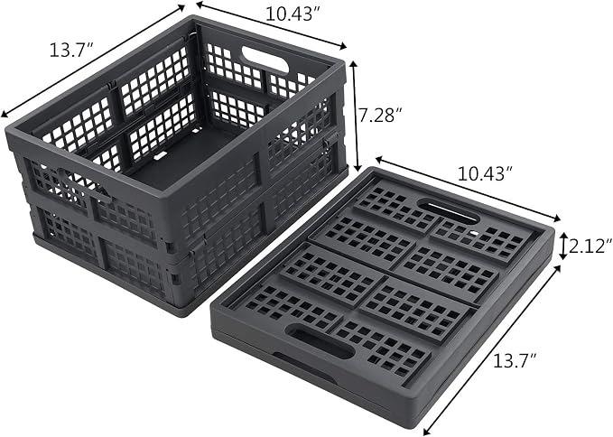 15 Liter Collapsible Crates, Plastic Folding Basket Bins Set of 3 - Image 2