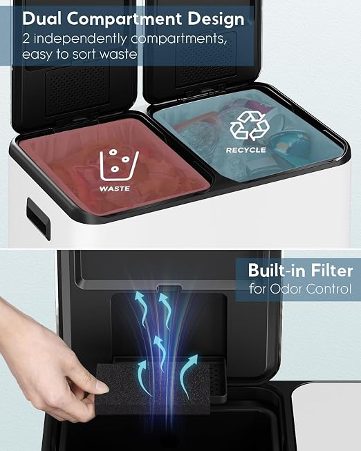 Arlopu 16Gal Dual Trash Can w/2 Built-in Box - Image 3