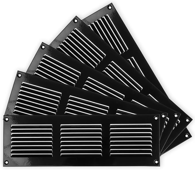 Repa Market 5-Pack 12x4 Inch Air Vent Cover/Black Galvanized Steel Louvered by RepaMarket