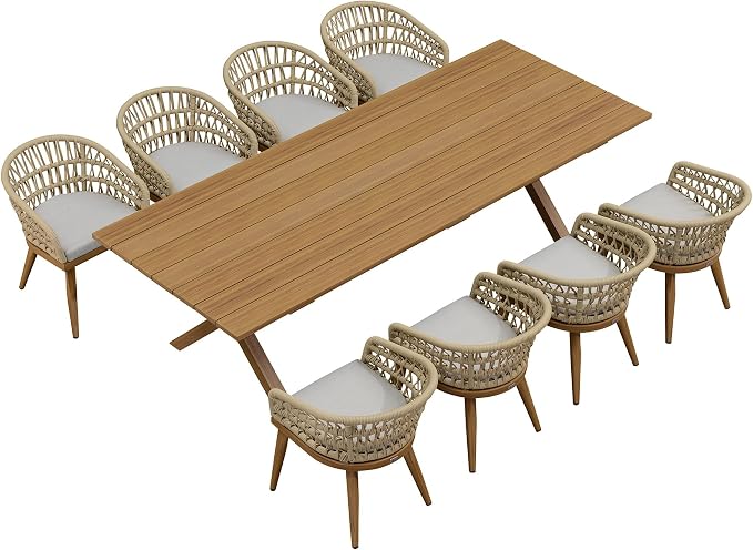 PURPLE LEAF Outdoor Dining Set All-Weather PE Rattan Outdoor Patio Furniture Set by PURPLELEAF