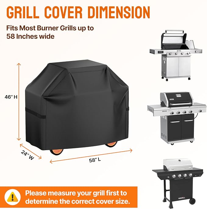 58 Inch BBQ Grill Cover, Heavy Duty Waterproof Outdoor Grill Cover, Fade & Tear - Image 2