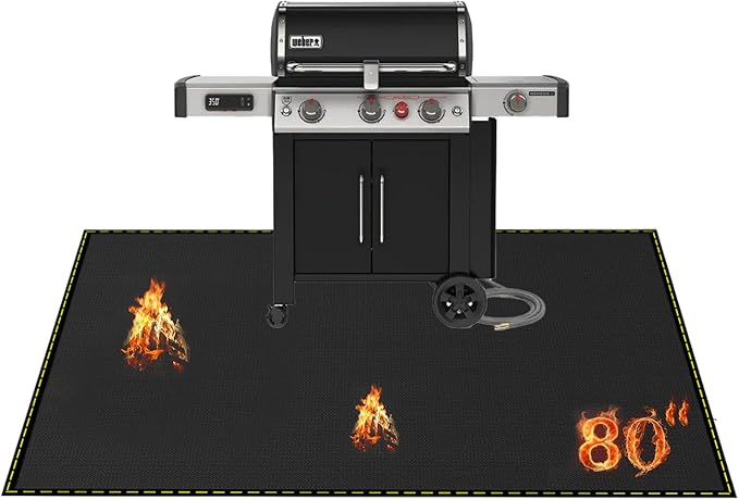 Grill Floor Mat 80 x 48 Inch Black Silicone Fiberglass