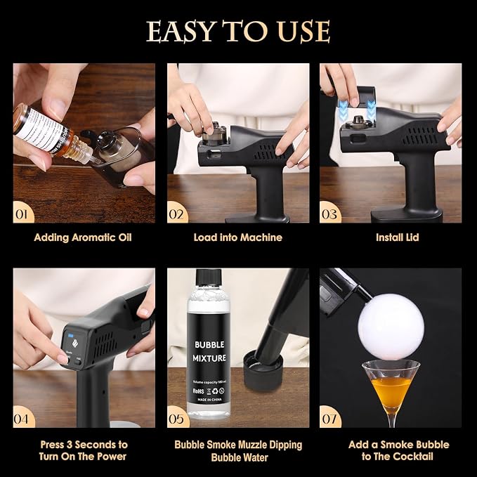 Smoking Gun for Cocktails and Food, One Key Operation, 5000mAh Rechargeable - Image 6