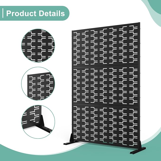 Metal Privacy Screen for Outdoor & Indoor Use, Free Standing Privacy Screen for - Image 4