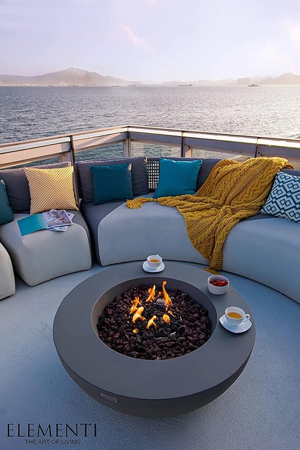 Elementi | Lunar Gas Fire Pit Cast Concrete 42" Round Fire Table, Outdoor Fire - Image 8