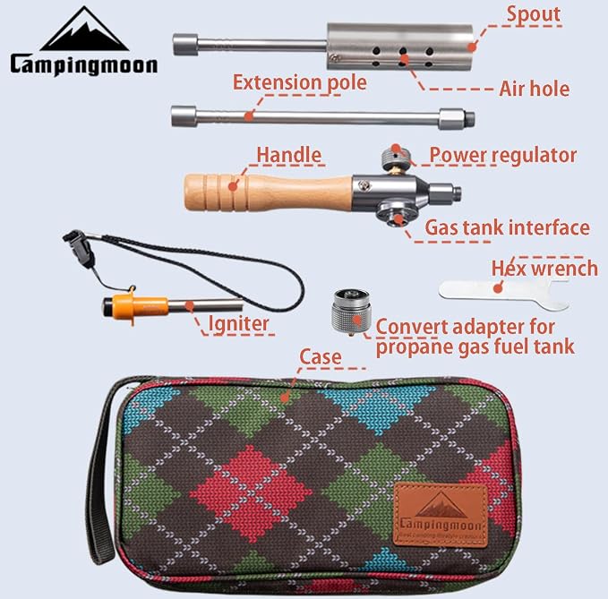 CAMPINGMOON Camping Grill Torch Dual Fuel Head Flame Adjustable - Image 3