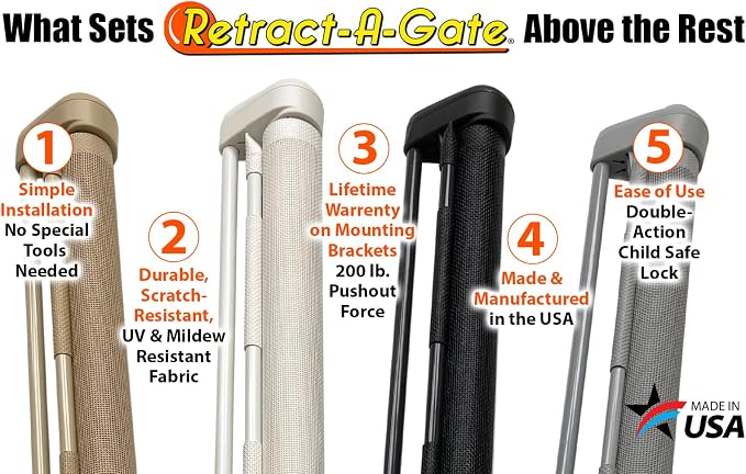 Retract-A-Gate 72" Café: The Original and only Made in USA Retractable Baby - Image 6