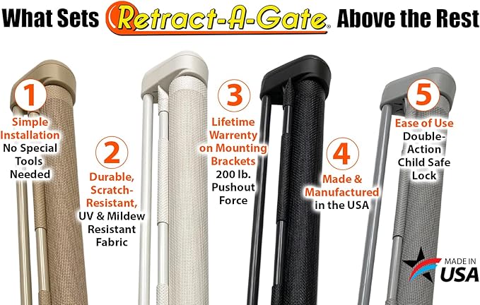 Retract-A-Gate 52" Café: The Original and only Made in USA Retractable Baby - Image 2