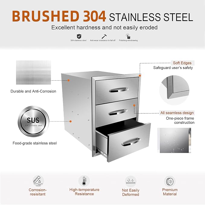 Pull Out Trash Drawer, Lower Sliding Rails Stainless Steel Roll Out Trash Bin - Image 4