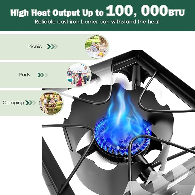 Goplus Outdoor Camping Stove, Single Burner Propane Gas Cooker w/Detachable - Image 3
