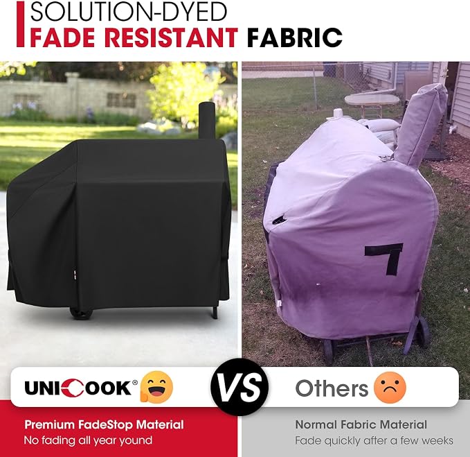 Unicook Offset Smoker Cover 60 Inch, Outdoor Heavy Duty Waterproof Charcoal BBQ - Image 3