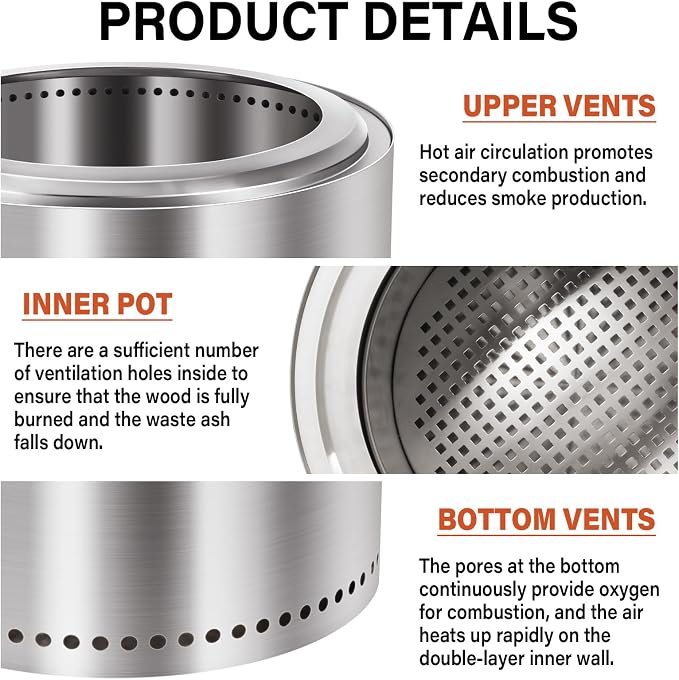 HGD 16 inch Smokeless Firepit, Stainless Steel Fire Pits, Smokeless Fire Pit - Image 9