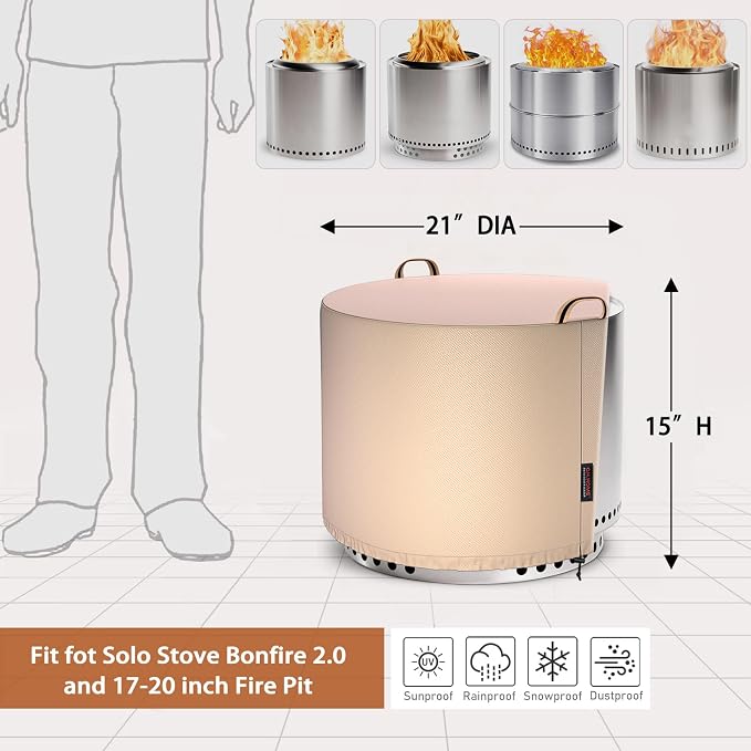 QH.HOME Fire Pit Cover Round for Solo Stove Bonfire 2.0, Strong Tear Resistant - Image 2