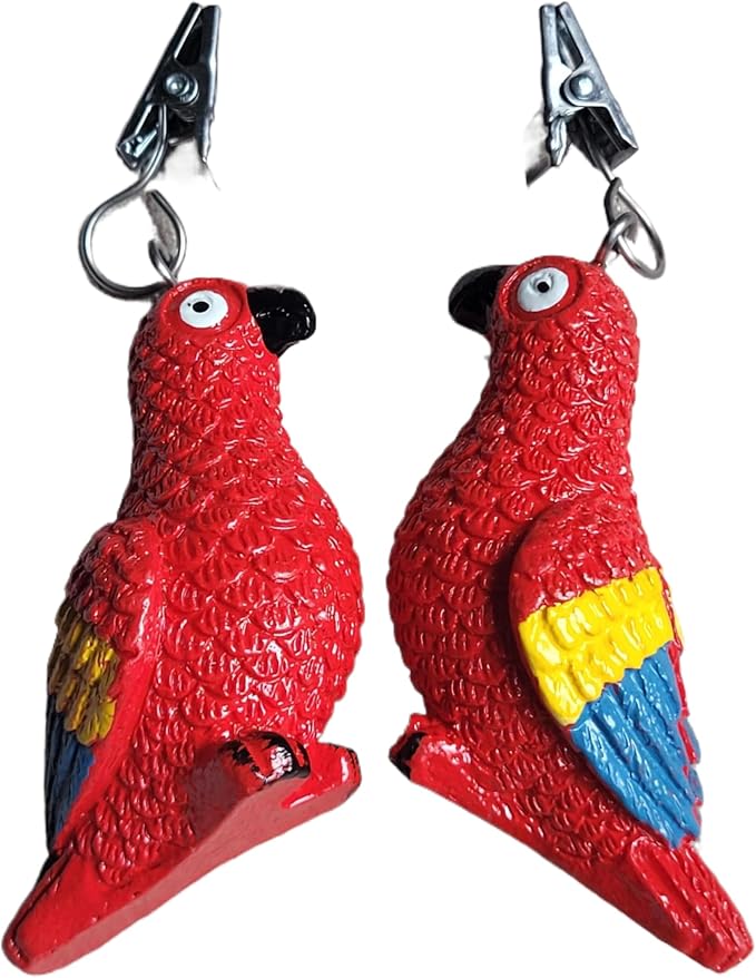 TwoFish Home Set of 4 Red Parrot Resin Tablecloth Weights Clips Red Parrot - Image 4