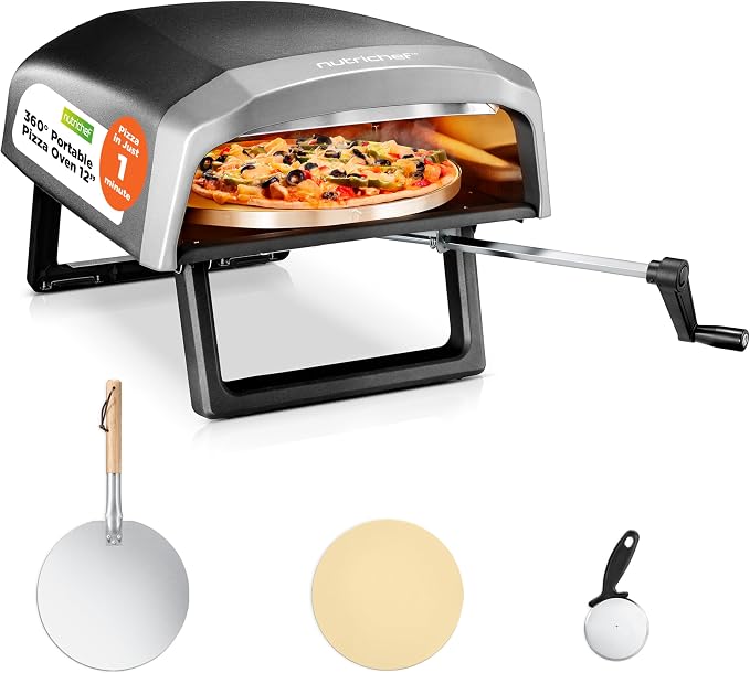 Nutrichef Outdoor Pizza Oven | Cook 12" Pizza in 60 Seconds | Manual 360° by NutriChef%E2%84%A2Kitchen