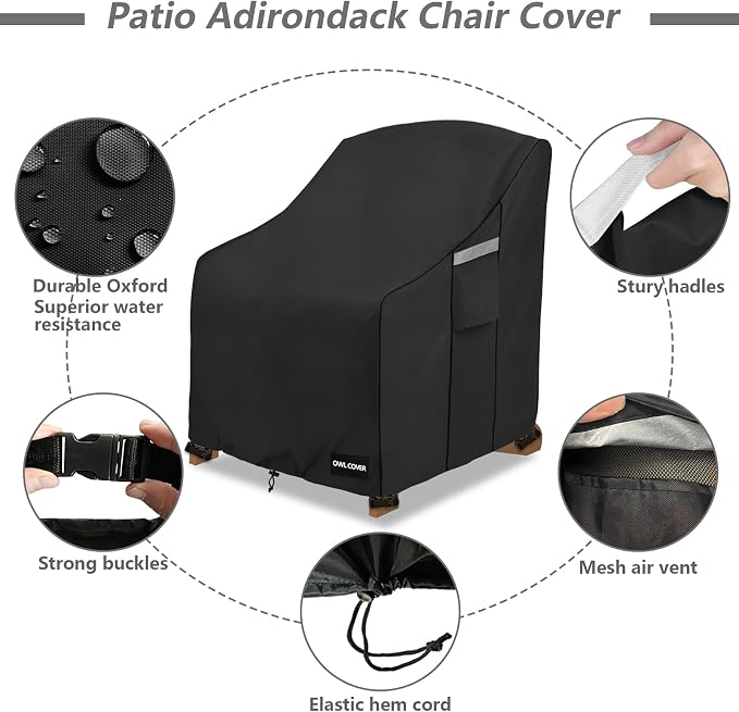 Outdoor Chair Covers 28"W x 31"D x 36"H, 600D Heavy Duty Waterproof Patio Chair - Image 4