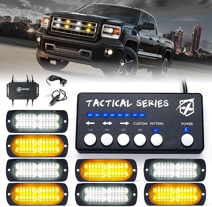 Xprite Amber/White 24 LED Surface Mount Strobe Lights Kit by Xprite