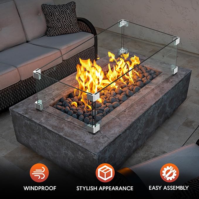 Skyflame 24 x 12 Inches Rectangular Fire Pit Glass Wind Guard Replacement - Image 6