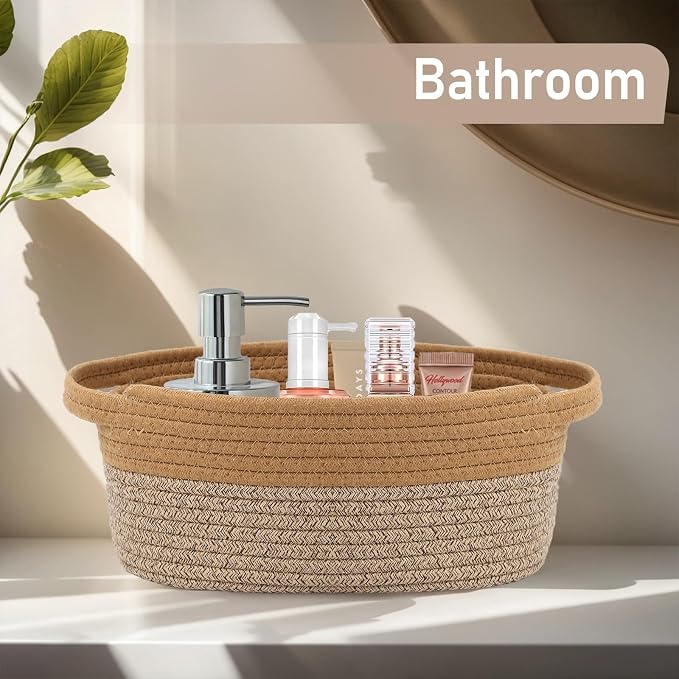Woven Basket, Small Rope Storage Bin - Image 8