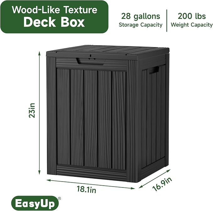 EasyUp 28 Gallon Outdoor Storage Box, Resin Waterproof UV-Resistant Deck Box - Image 2