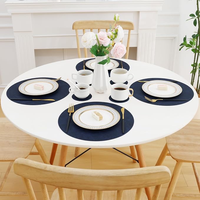 Homaxy Round Faux Leather Placemats and Coasters, Washable Dual-Side Table Mats - Image 8