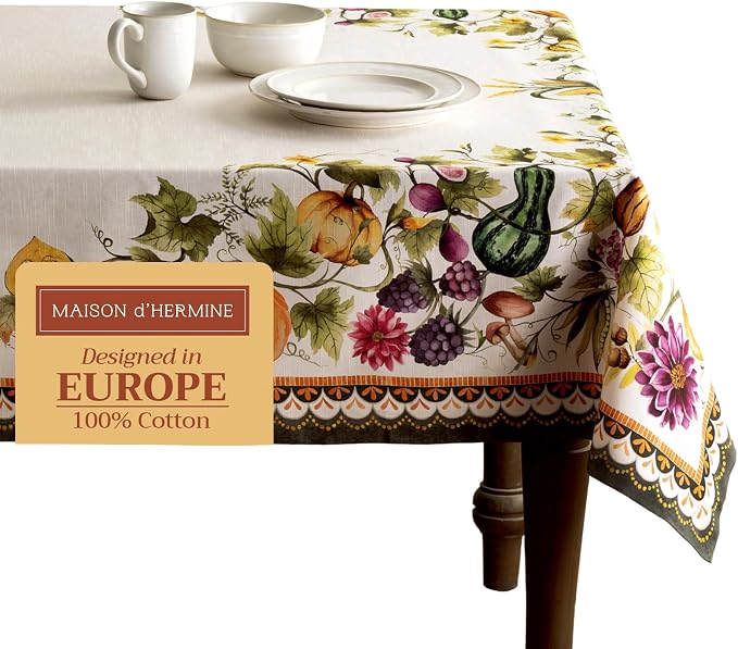 Maison d' Hermine Table Cloth Rectangle Table 100% Cotton 60 x 108 Inches Fall by MaisondHermine