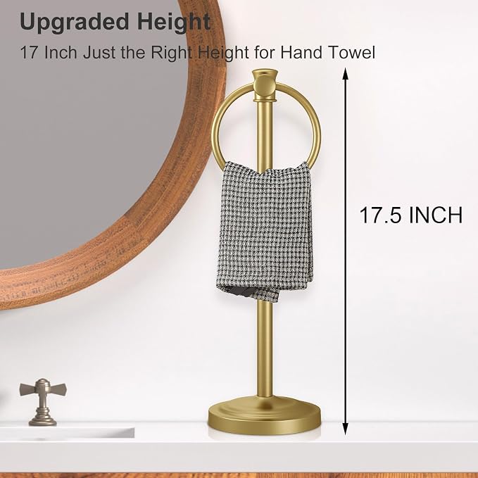 Hoimpro 17 Inch Stand Hand Towel Holder Towel Bar Towel Hanging Ring, Free - Image 3