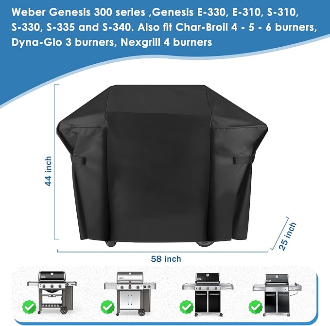 58" Grill Cover for Weber Genesis II, Genesis II LX 300 Series and Genesis 300 - Image 2