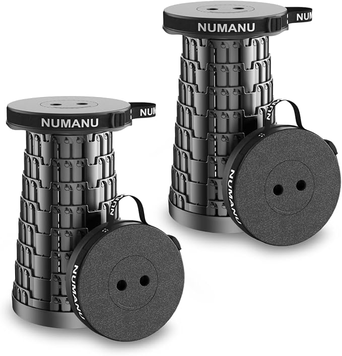 NUMANU 2PK 2025 Upgraded Collapsible Stool, Max 620lbs 2.5"-18" H Adjustable by NUMANU