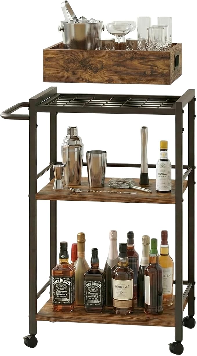3-Tier Bar Cart for The Home, Rolling Cart by VonDream