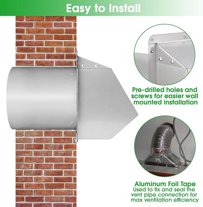 8 inch Wall Vent Ccover, Exhaust Vent Hooded Wall Vent - Image 5
