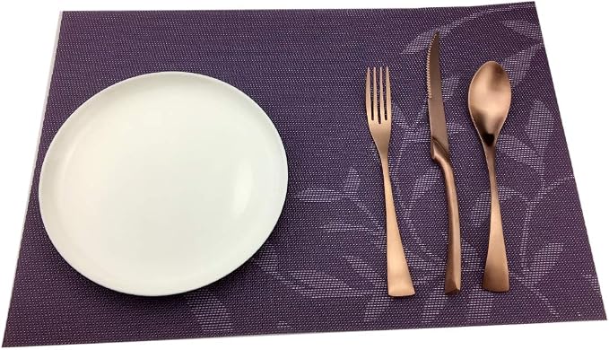 Gugrida Place Mats PVC Set of 6, Table Placemats Set of 6 PVC Woven Vinyl Place - Image 4
