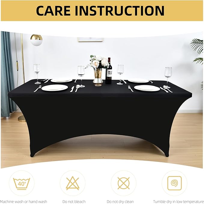 6-Pack 4ft Spandex Black Table Covers - Image 6