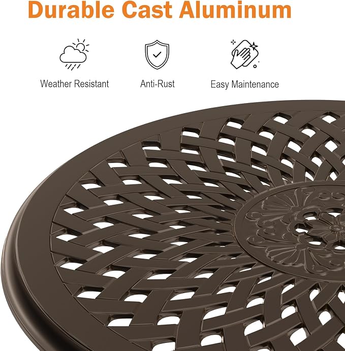 Cast Aluminum Outdoor Side Table, All Weather Round Bistro Table, Outdoor - Image 5