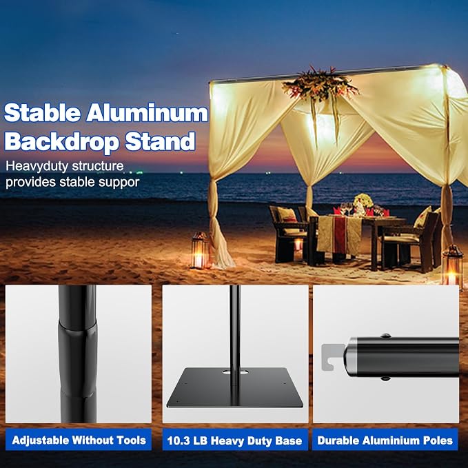 Pipe and Drape Backdrop Stand 8ftx10ft Adjustable Background Support System - Image 5