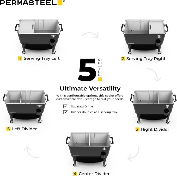 Permasteel 80 Quart Party Cooler, Rolling Ice Chest - Image 3