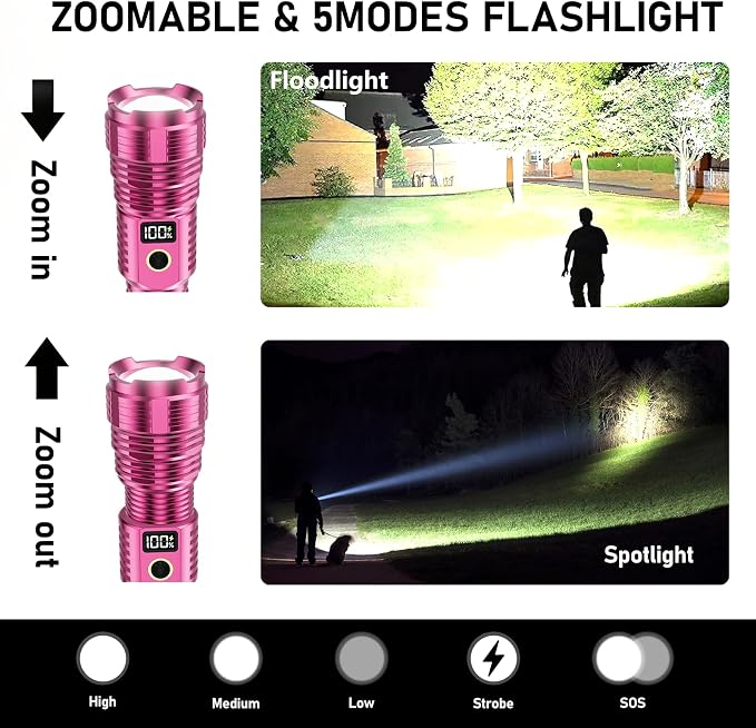 Flashlights High Lumens Rechargeable, LED Super Bright Flash Light Long Beam - Image 2