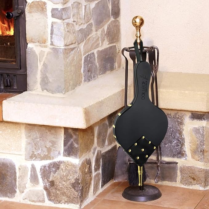 Oak Leaf Fire Bellows, 15.5" x 7" Fireplace Bellows Wood Air Blower - Image 7