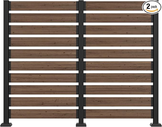 MUPATER 5FT×6.5FT No-Dig Wood Privacy Screen, Versatile Outdoor Screen by MUPATERHome