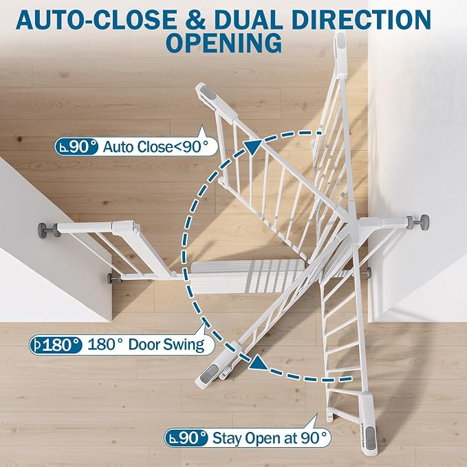 Baby Gate for Stairs, 29.7-40.6" Pressure Mounted Dog Gate, Auto Close Safety - Image 7