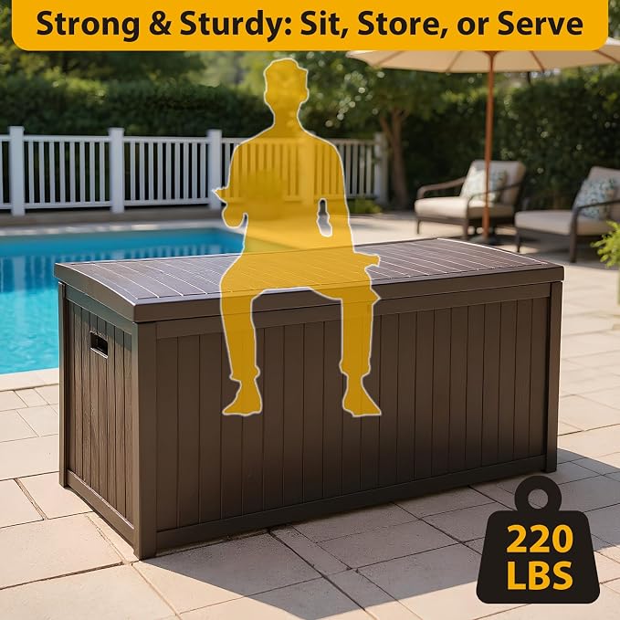 ETOYA Extra Wide Deck Box with Seat, Large Lockable Outdoor Storage Bench - Image 5