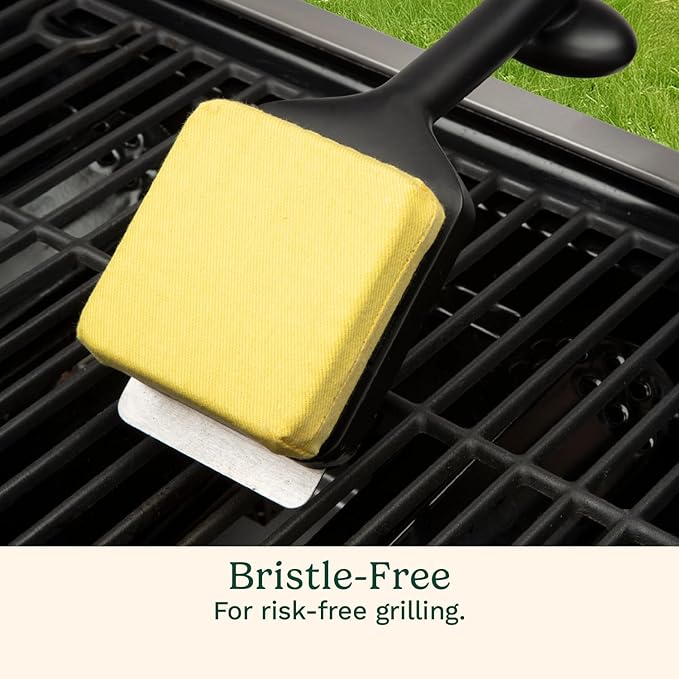 Grill Brush, Bristle-Free Steam Cleaner with Silicone Head, Black/Yellow